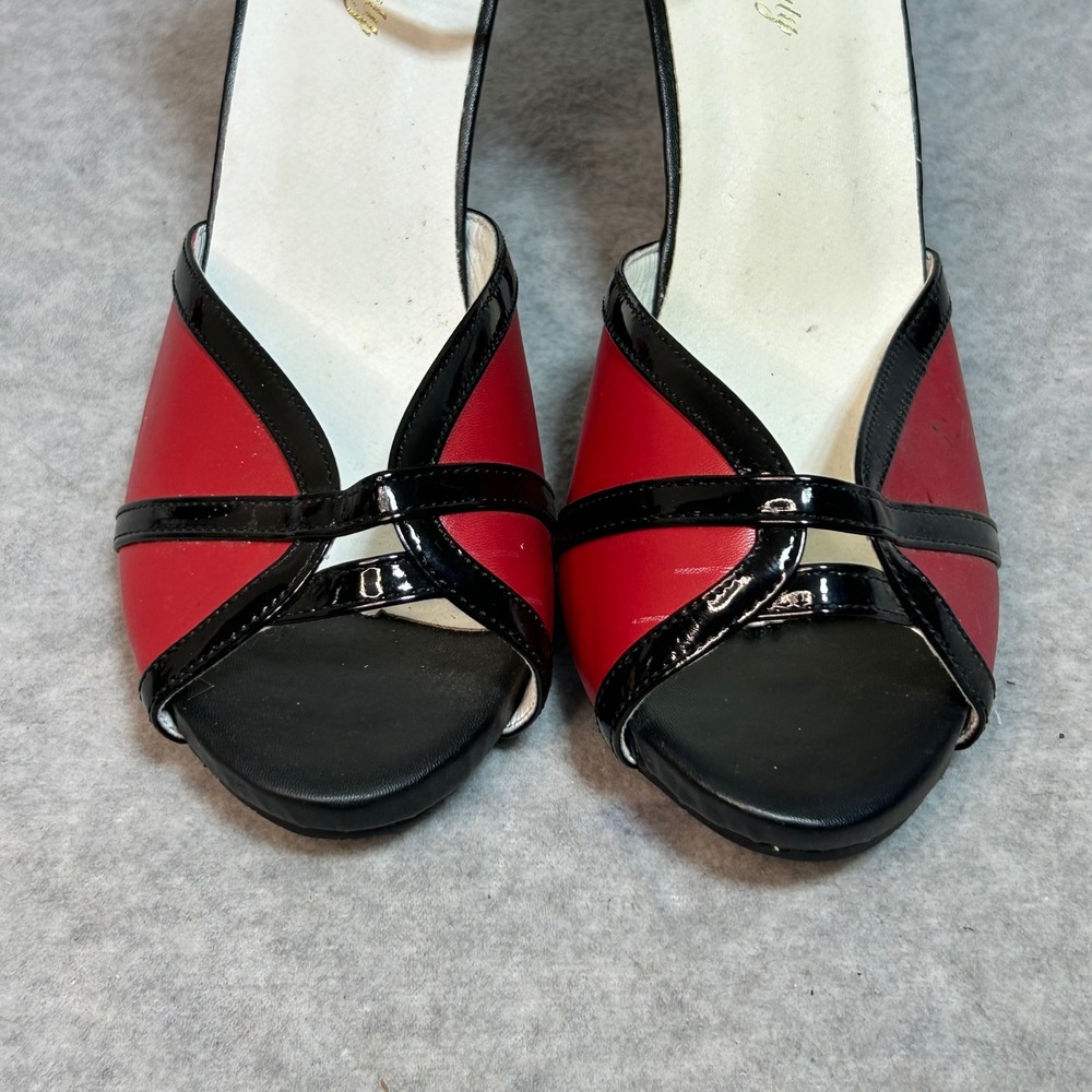 Womens Red Black Patent Leather Stiletto Heels Ankle Strap‎ Peep Toe Shoes 42M - Picture 5 of 10